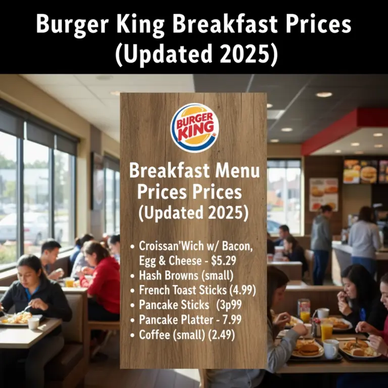 Burger king breakfast menu prices