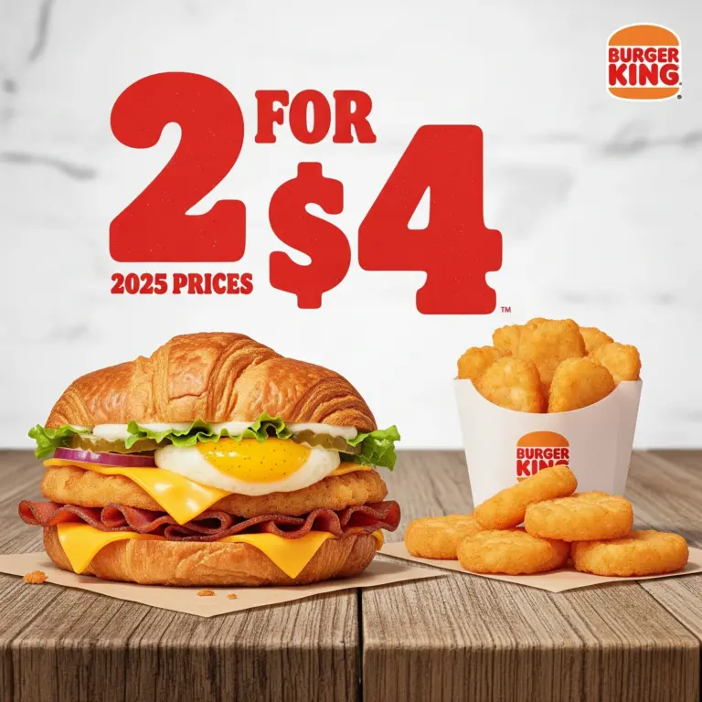 Burger king 2 for $4 breakfast menu prices (updated 2025)