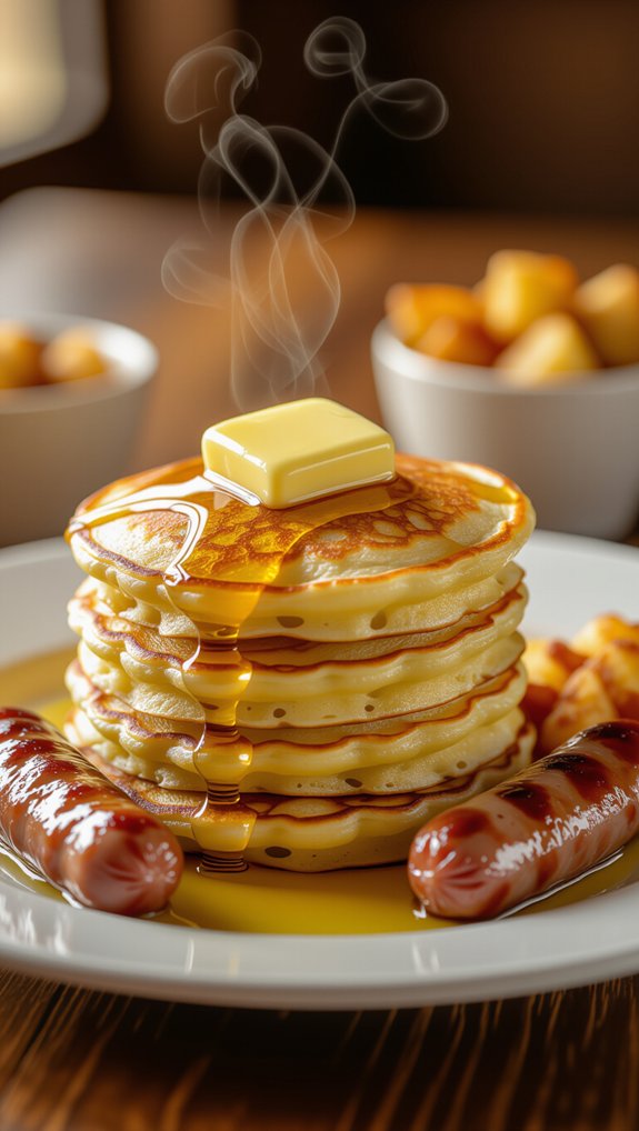 fluffy pancakes with sausage