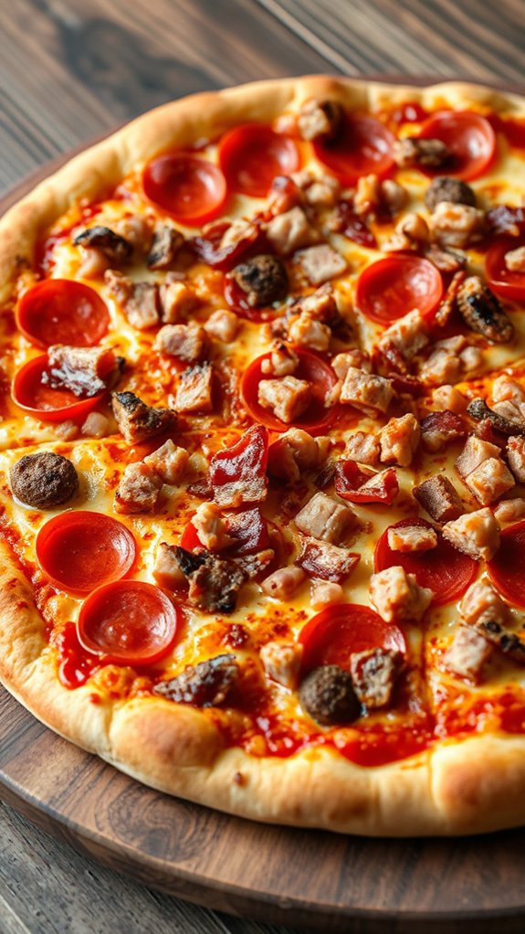 hearty all meat pizza delight