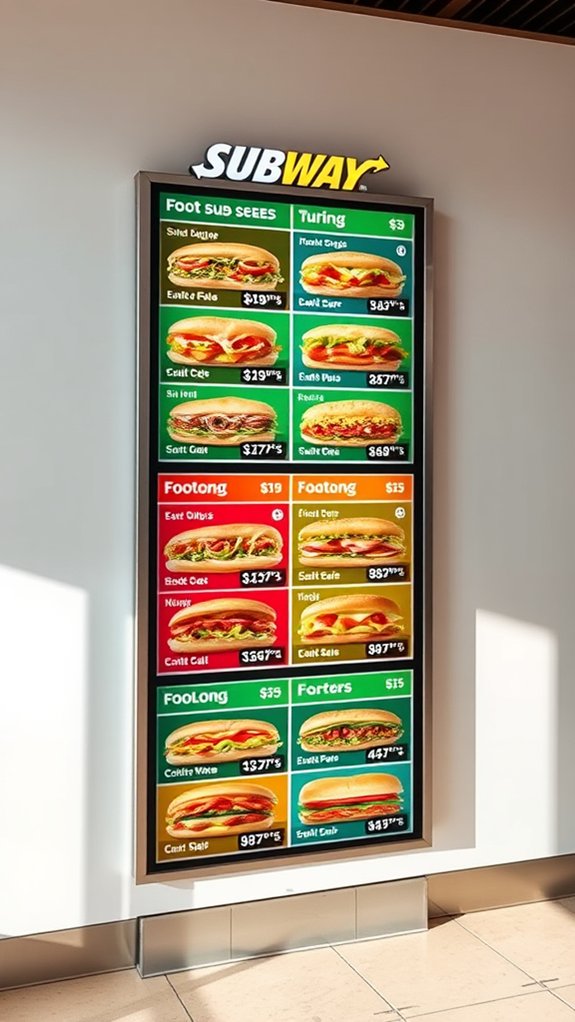 subway menu pricing varies regionally