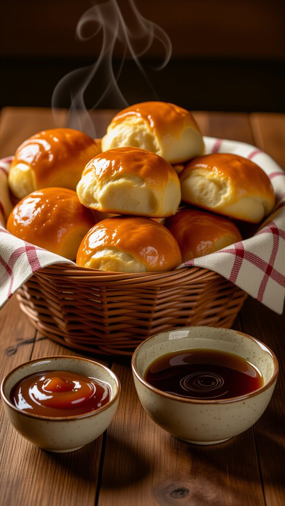 throwed rolls and accompaniments