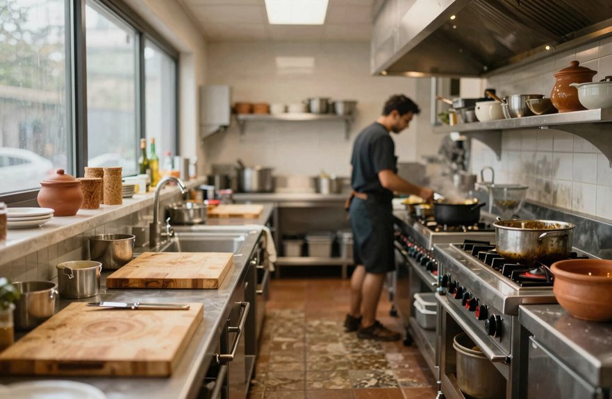 reduce kitchen staff traffic flow
